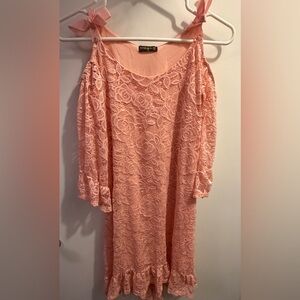 Unique 21 Pink Lace Off-Shoulder Dress